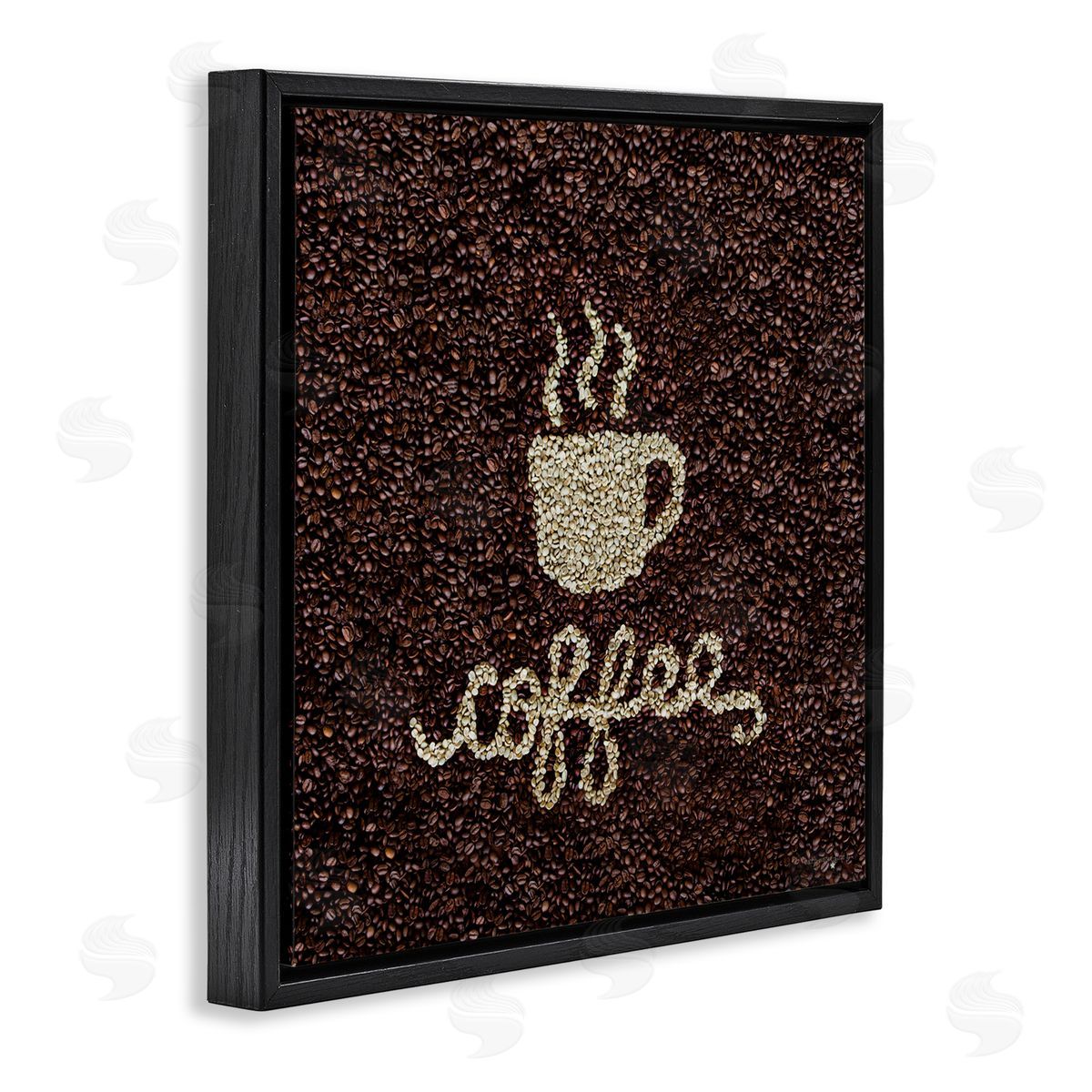 Seven Trees Design Coffee Bean Pattern Black Floating Frame Canvas Wall Art Print