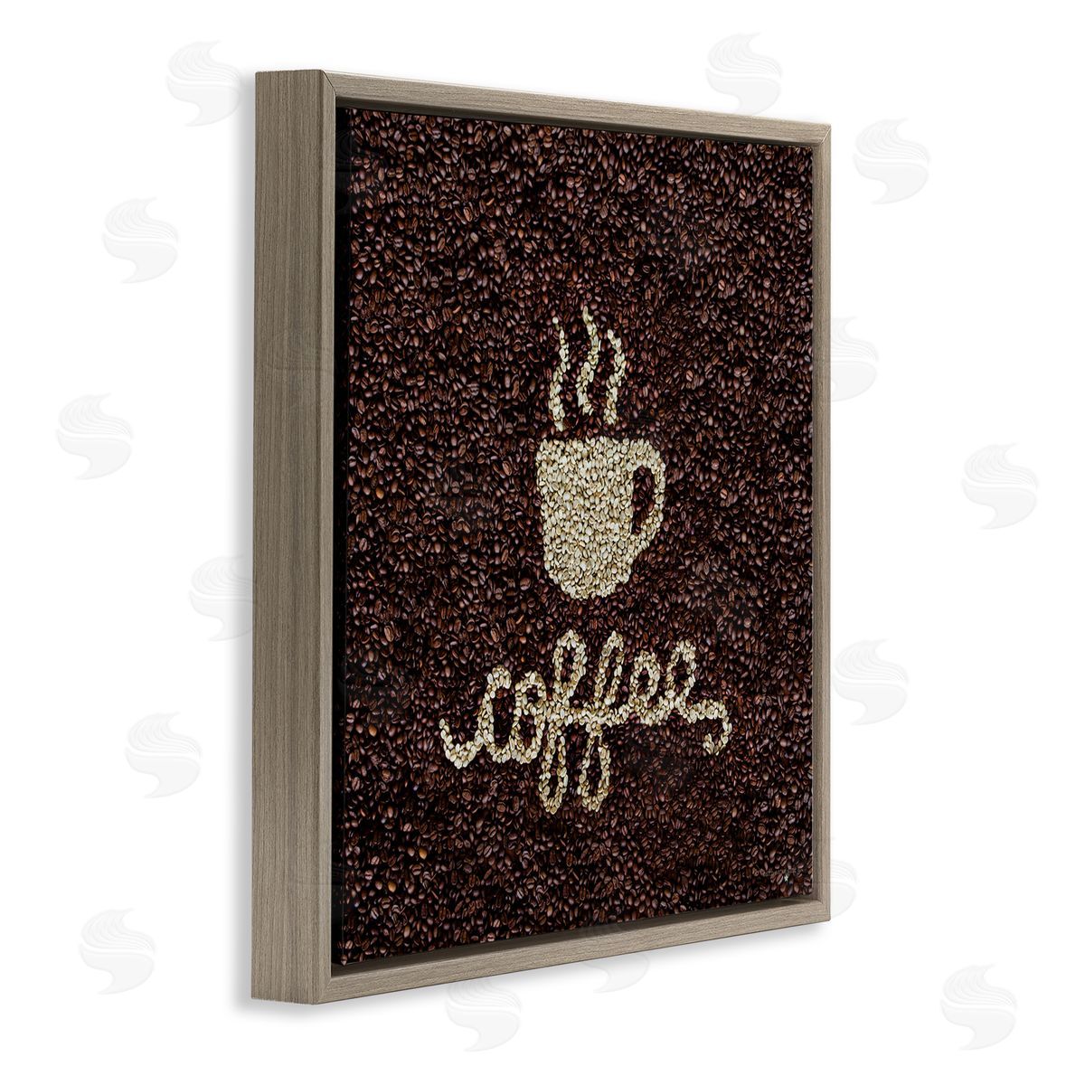 Seven Trees Design Coffee Bean Pattern Brown Floating Frame Canvas Wall Art Print
