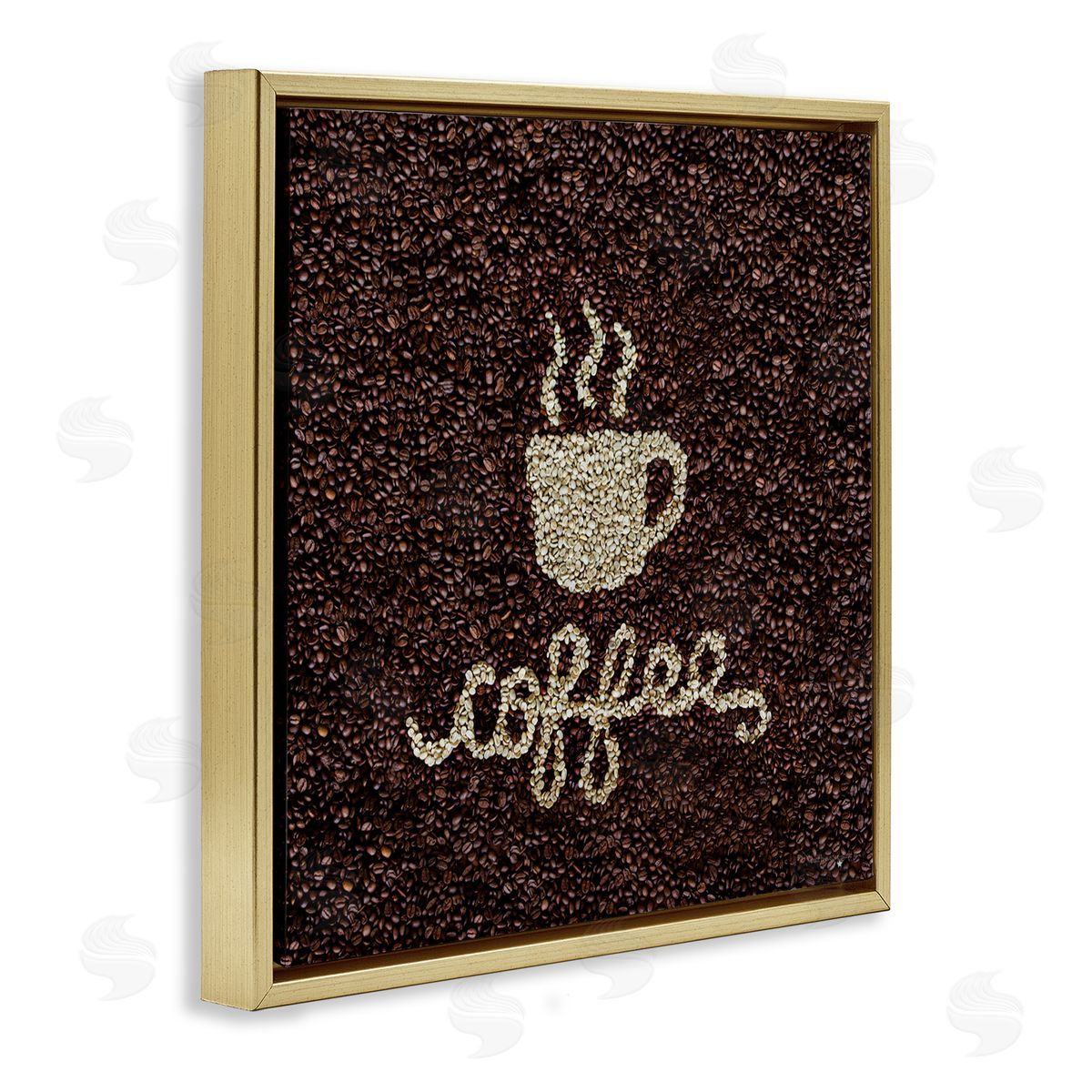 Seven Trees Design Coffee Bean Pattern Gold Floating Frame Canvas Wall Art Print