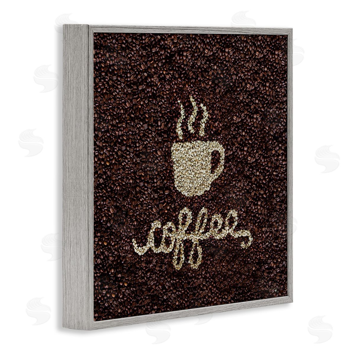 Seven Trees Design Coffee Bean Pattern Gray Framed Giclee Wall Art Print
