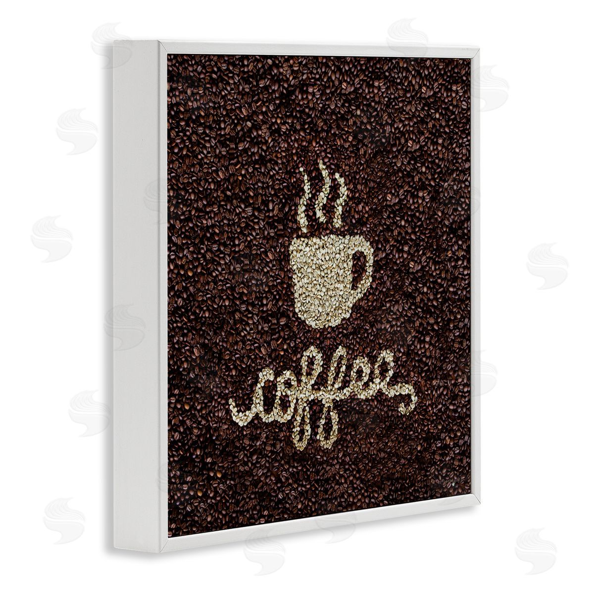 Seven Trees Design Coffee Bean Pattern White Framed Giclee Wall Art Print