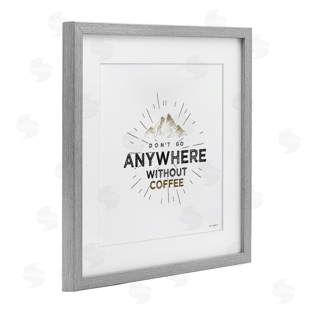 Seven Trees Design Don't Go Without Coffee Gray Framed Print Under Glass with White Mat Wall Art
