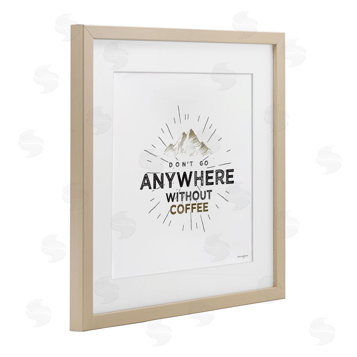 Seven Trees Design Don't Go Without Coffee Birch Framed Print Under Glass with White Mat Wall Art