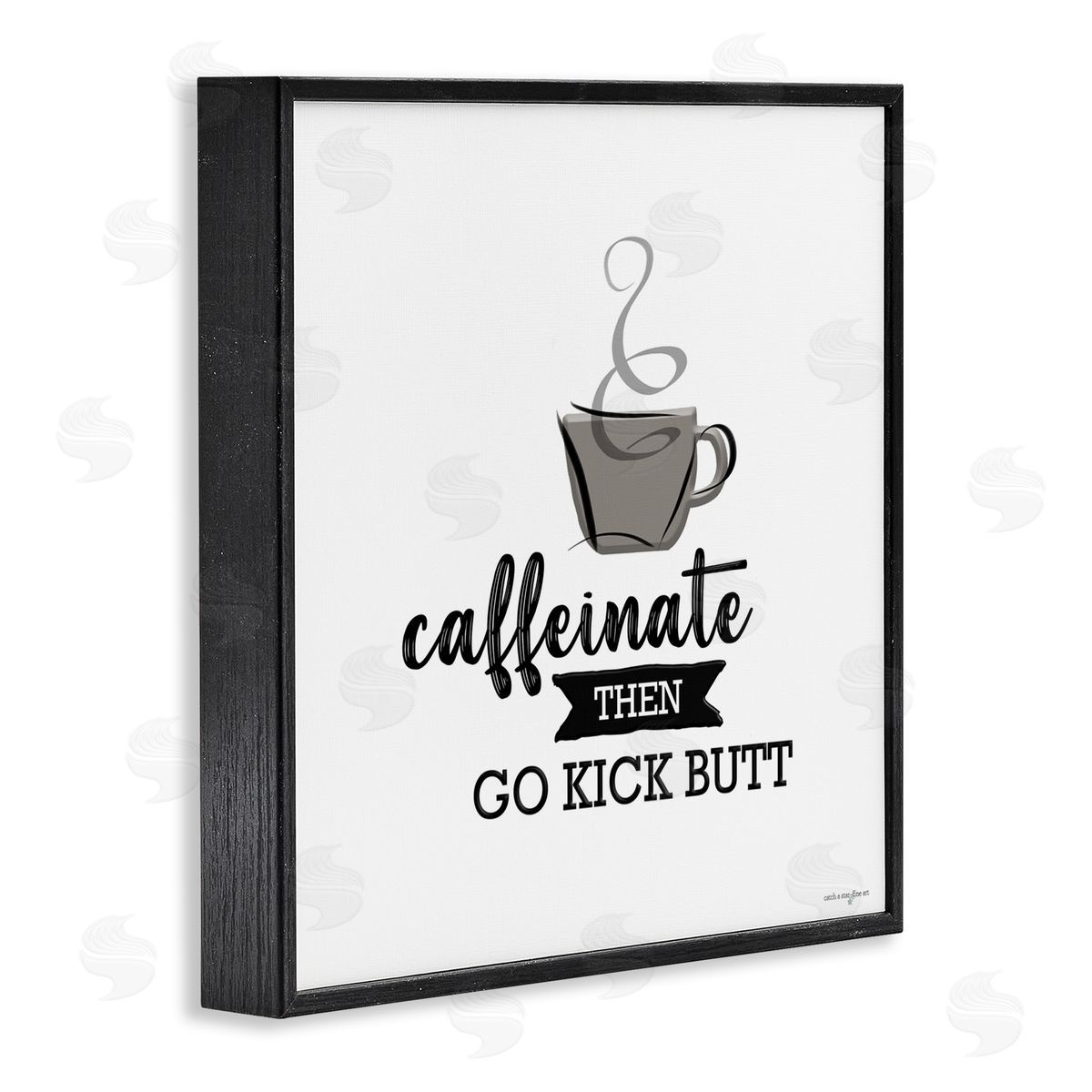 Seven Trees Design Caffeinate Then Kick Butt Black Framed Giclee Wall Art Print