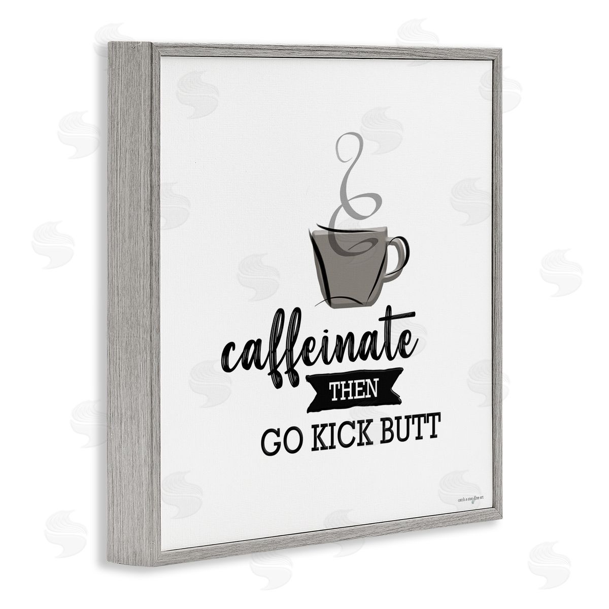 Seven Trees Design Caffeinate Then Kick Butt Gray Framed Giclee Wall Art Print