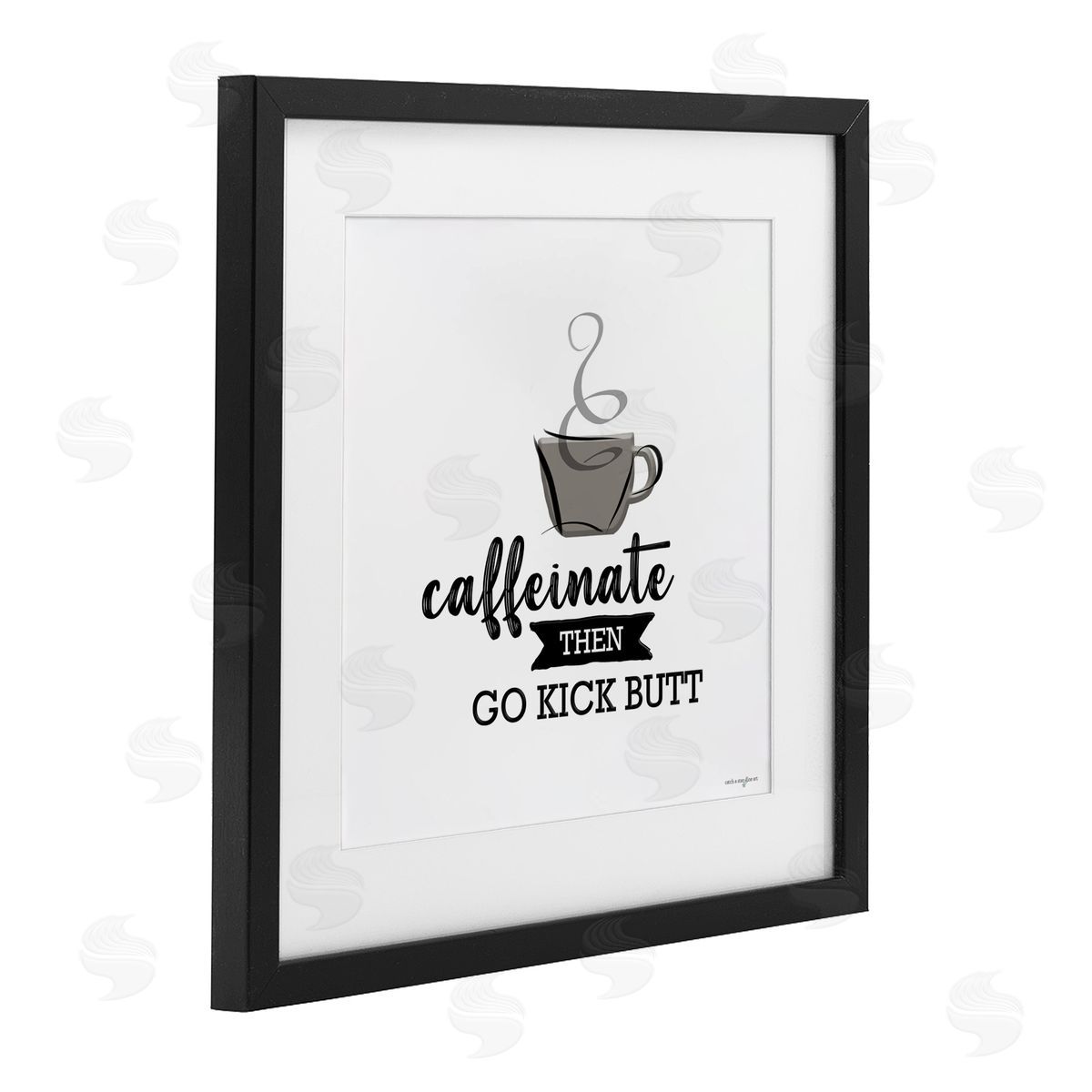 Seven Trees Design Caffeinate Then Kick Butt Black Framed Print Under Glass with White Mat Wall Art