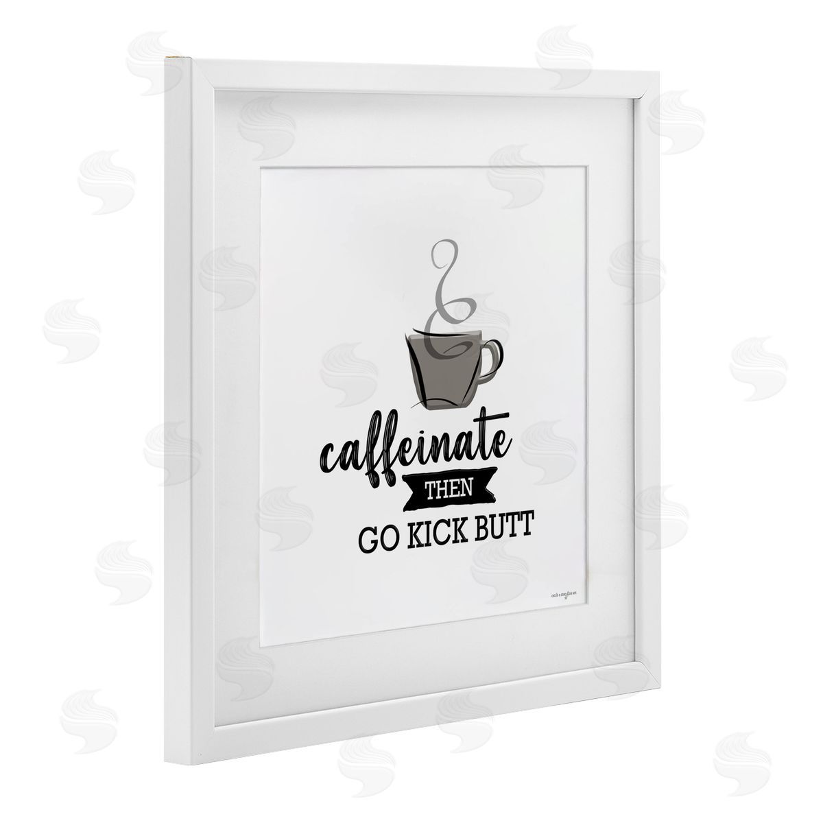 Seven Trees Design Caffeinate Then Kick Butt White Framed Print Under Glass with Mat Wall Art