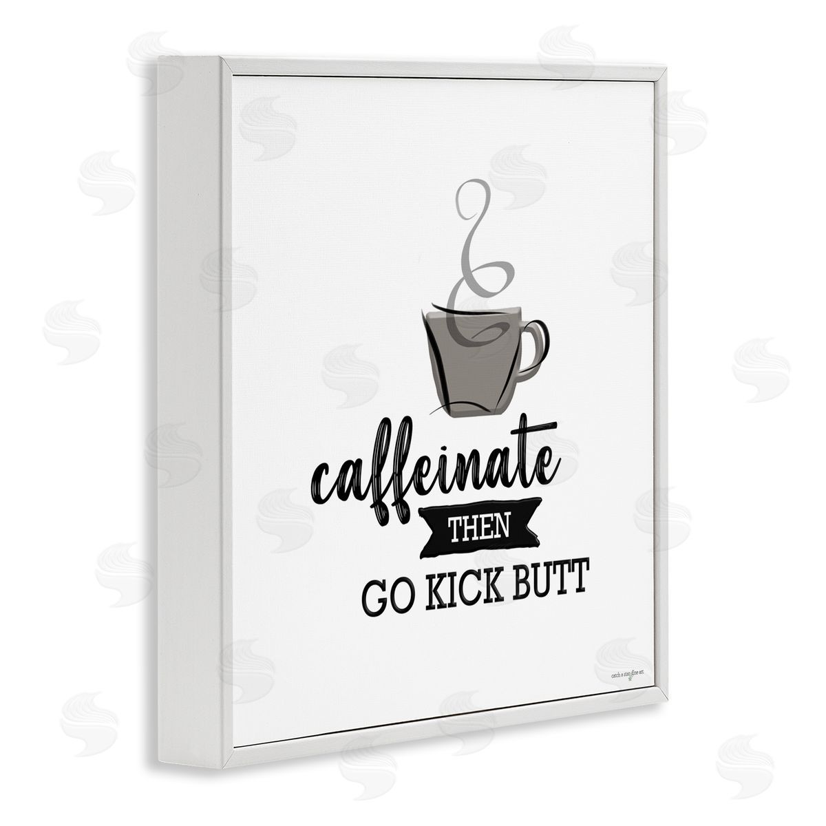 Seven Trees Design Caffeinate Then Kick Butt White Framed Giclee Wall Art Print