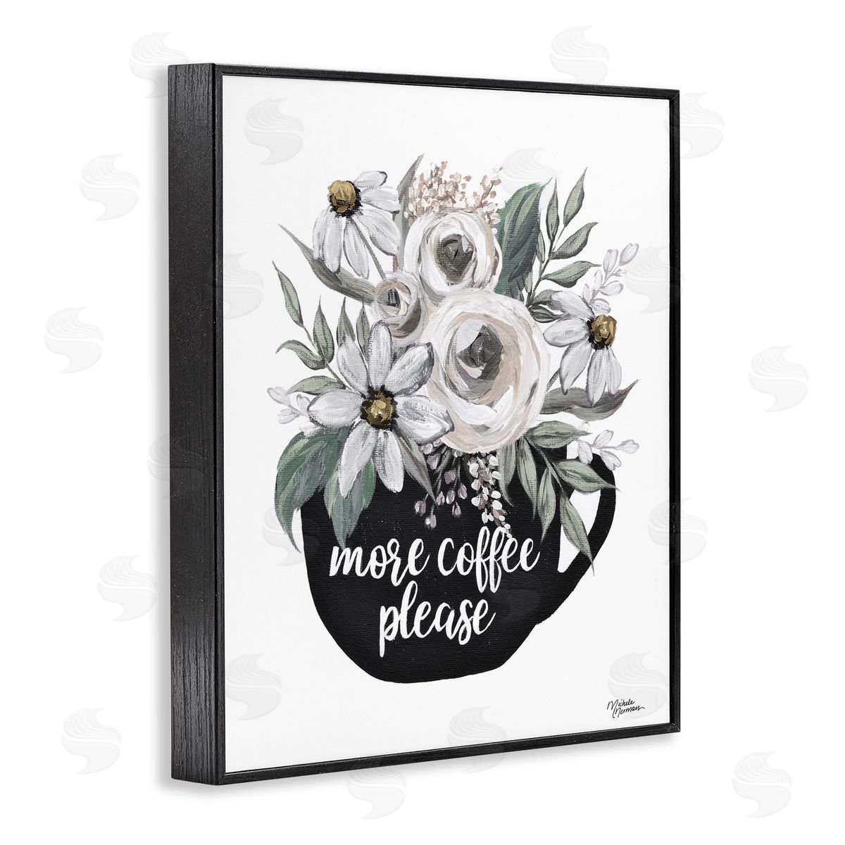 Michele Norman More Coffee Please Arrangement Black Framed Giclee Wall Art Print