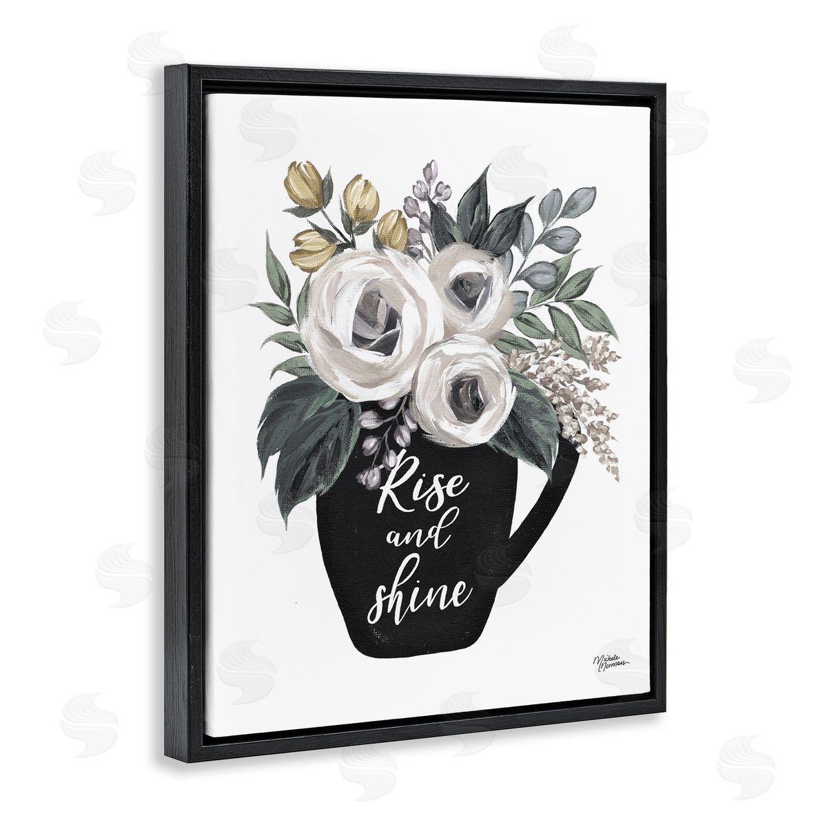 Michele Norman Rise And Shine Arrangement Black Floating Frame Canvas Wall Art Print