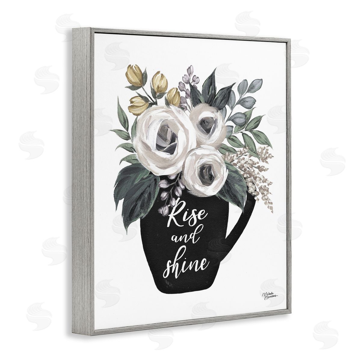 Michele Norman Rise And Shine Arrangement Gray Framed Giclee Wall Art Print
