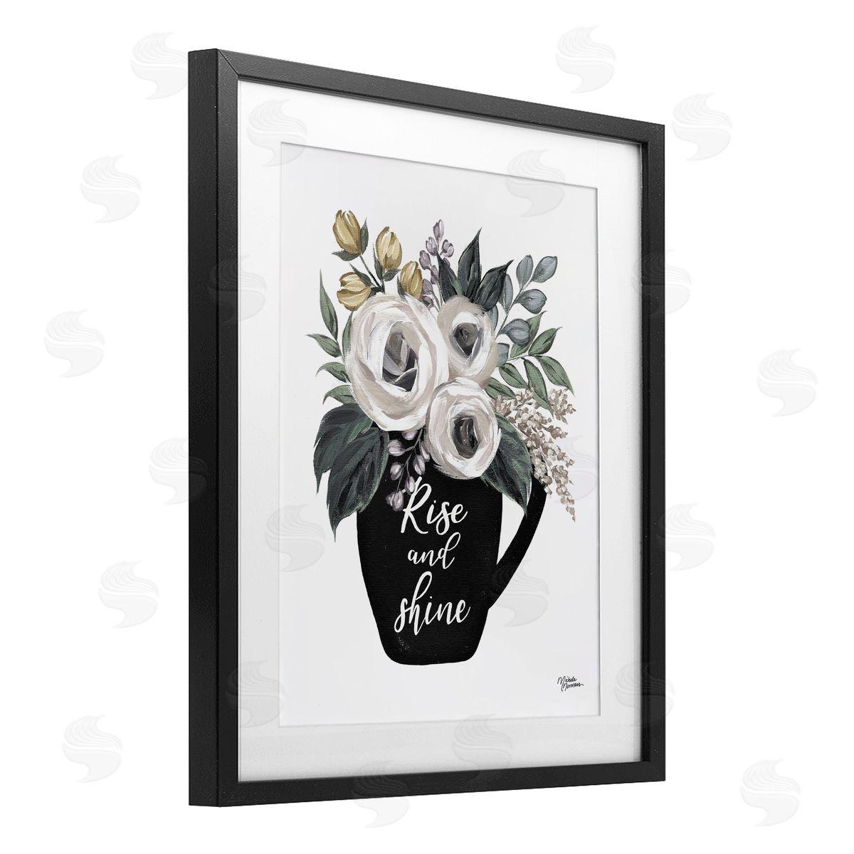 Michele Norman Rise And Shine Arrangement Black Framed Print Under Glass with White Mat Wall Art