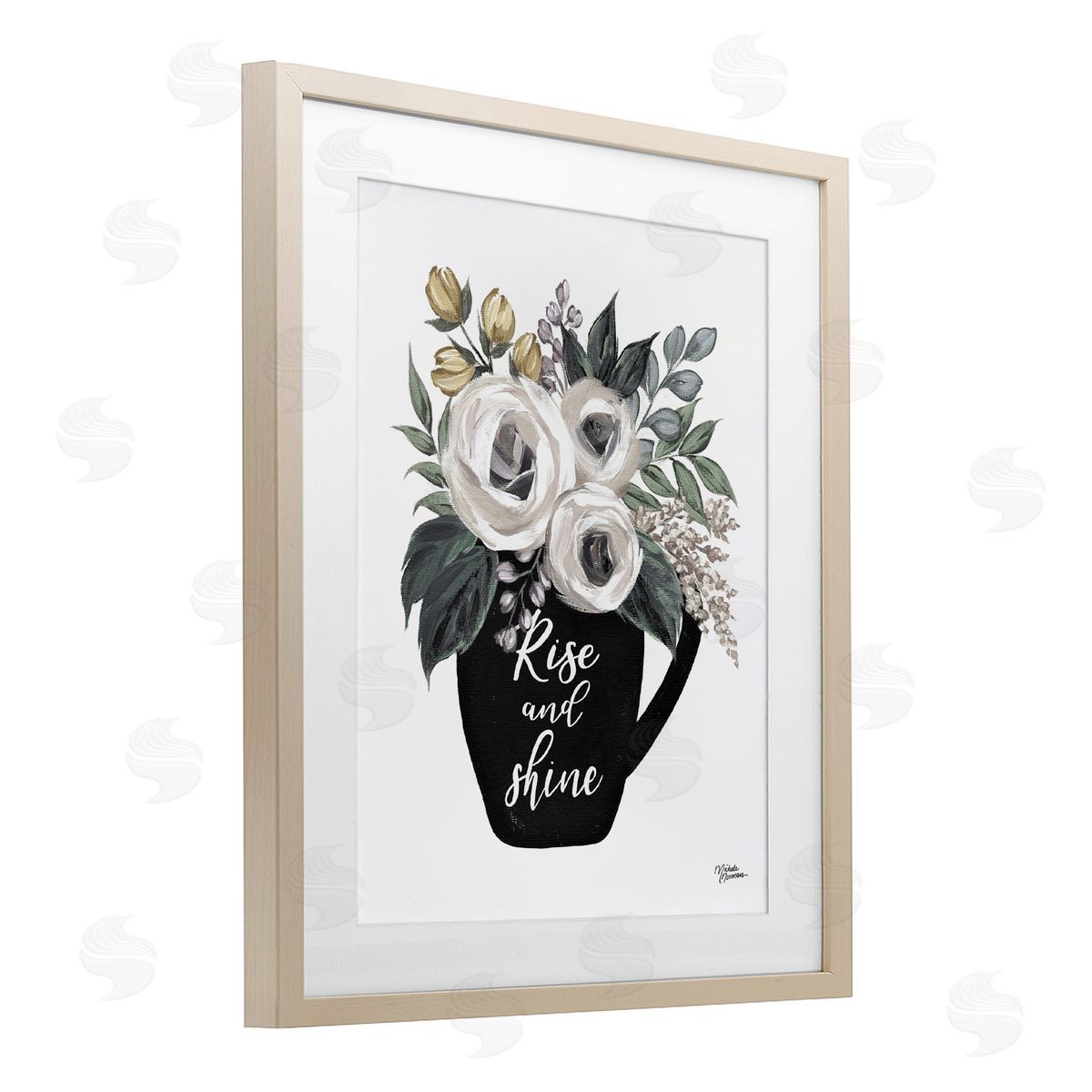 Michele Norman Rise And Shine Arrangement Birch Framed Print Under Glass with White Mat Wall Art
