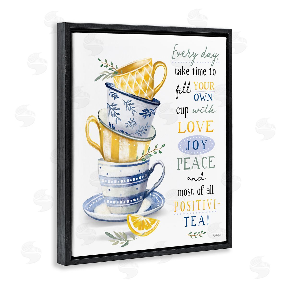 Elizabeth Tyndall Fill Your Own Cup Tea Black Floating Frame Canvas Wall Art Print