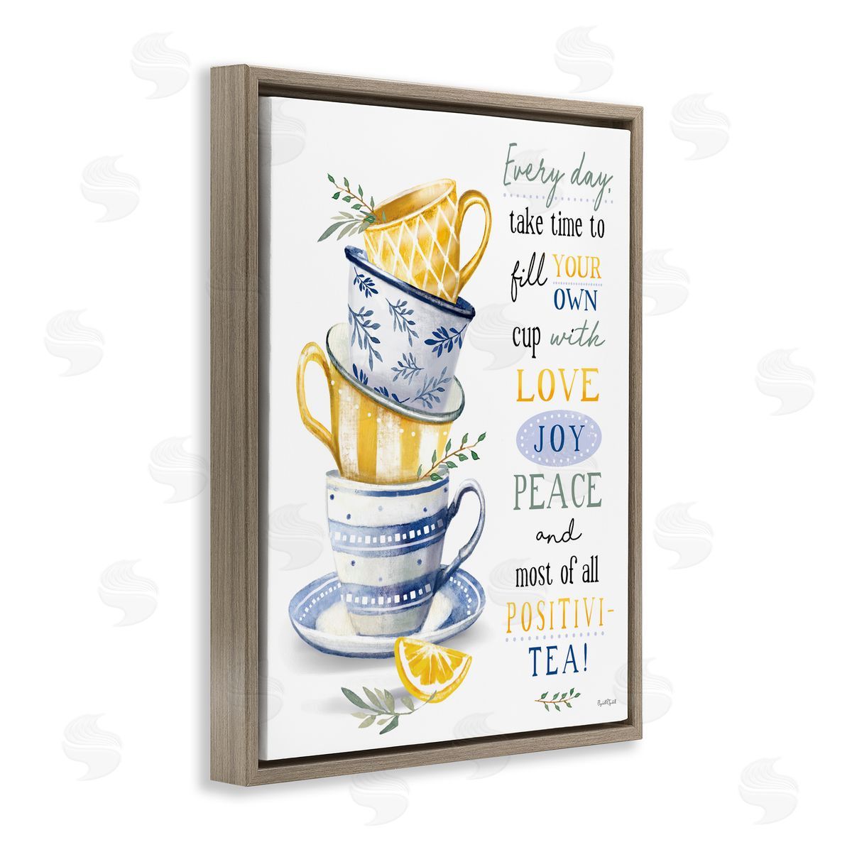 Elizabeth Tyndall Fill Your Own Cup Tea Brown Floating Frame Canvas Wall Art Print