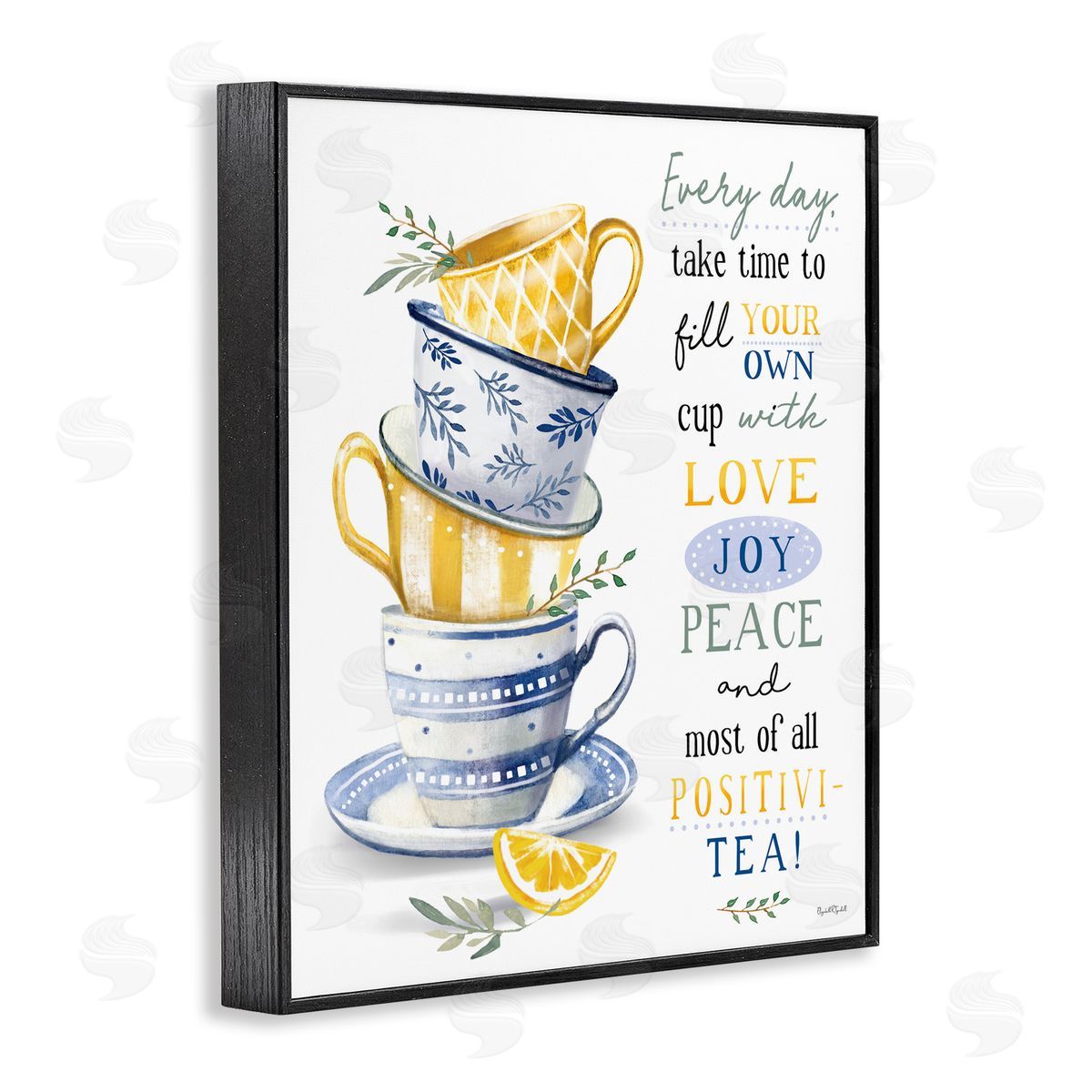 Elizabeth Tyndall Fill Your Own Cup Tea Black Framed Giclee Wall Art Print