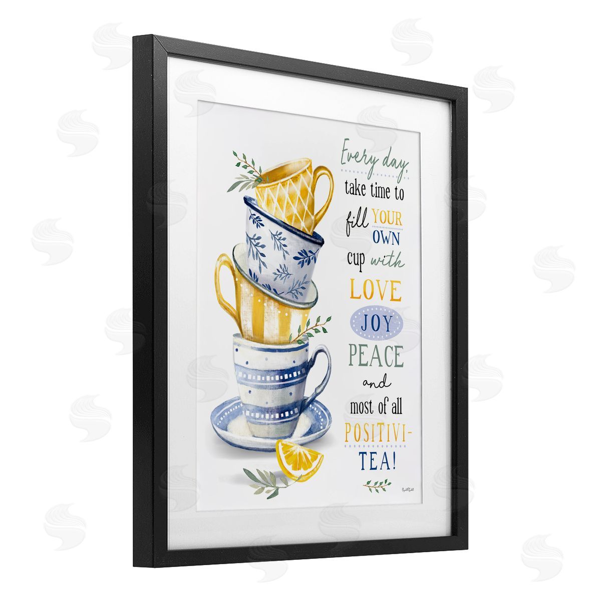 Elizabeth Tyndall Fill Your Own Cup Tea Black Framed Print Under Glass with White Mat Wall Art