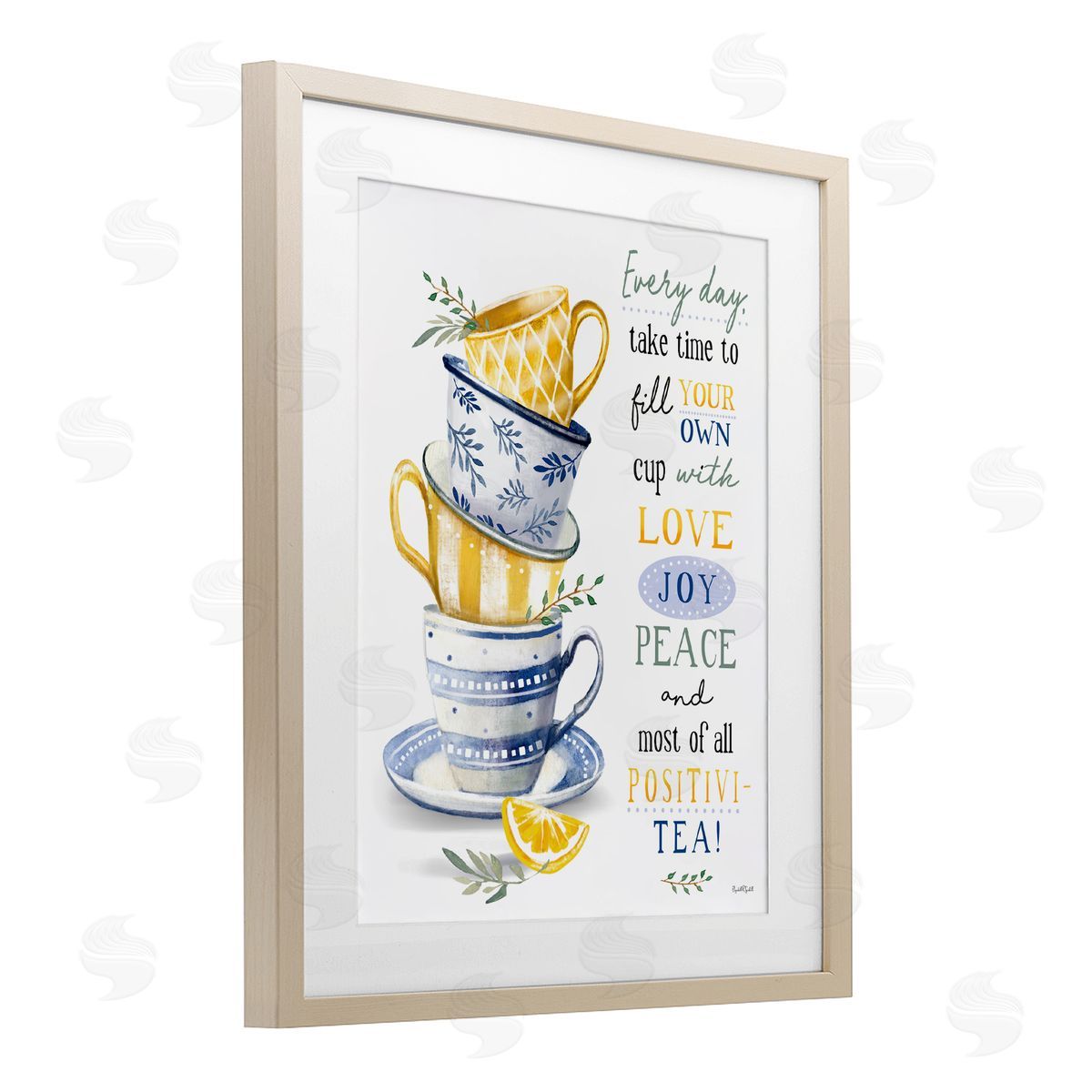 Elizabeth Tyndall Fill Your Own Cup Tea Birch Framed Print Under Glass with White Mat Wall Art