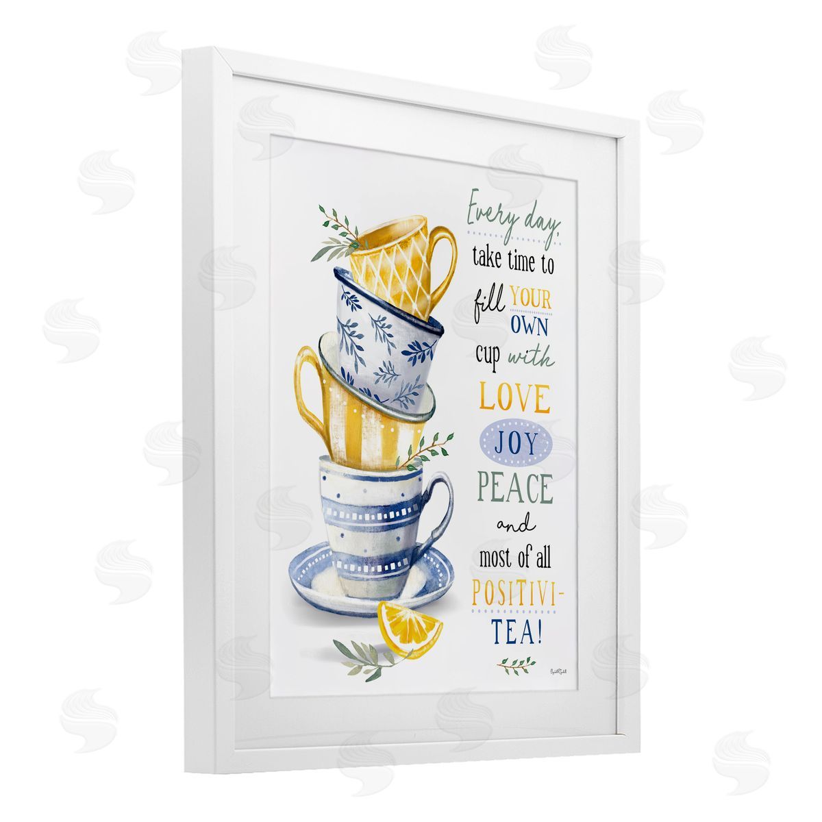 Elizabeth Tyndall Fill Your Own Cup Tea White Framed Print Under Glass with Mat Wall Art
