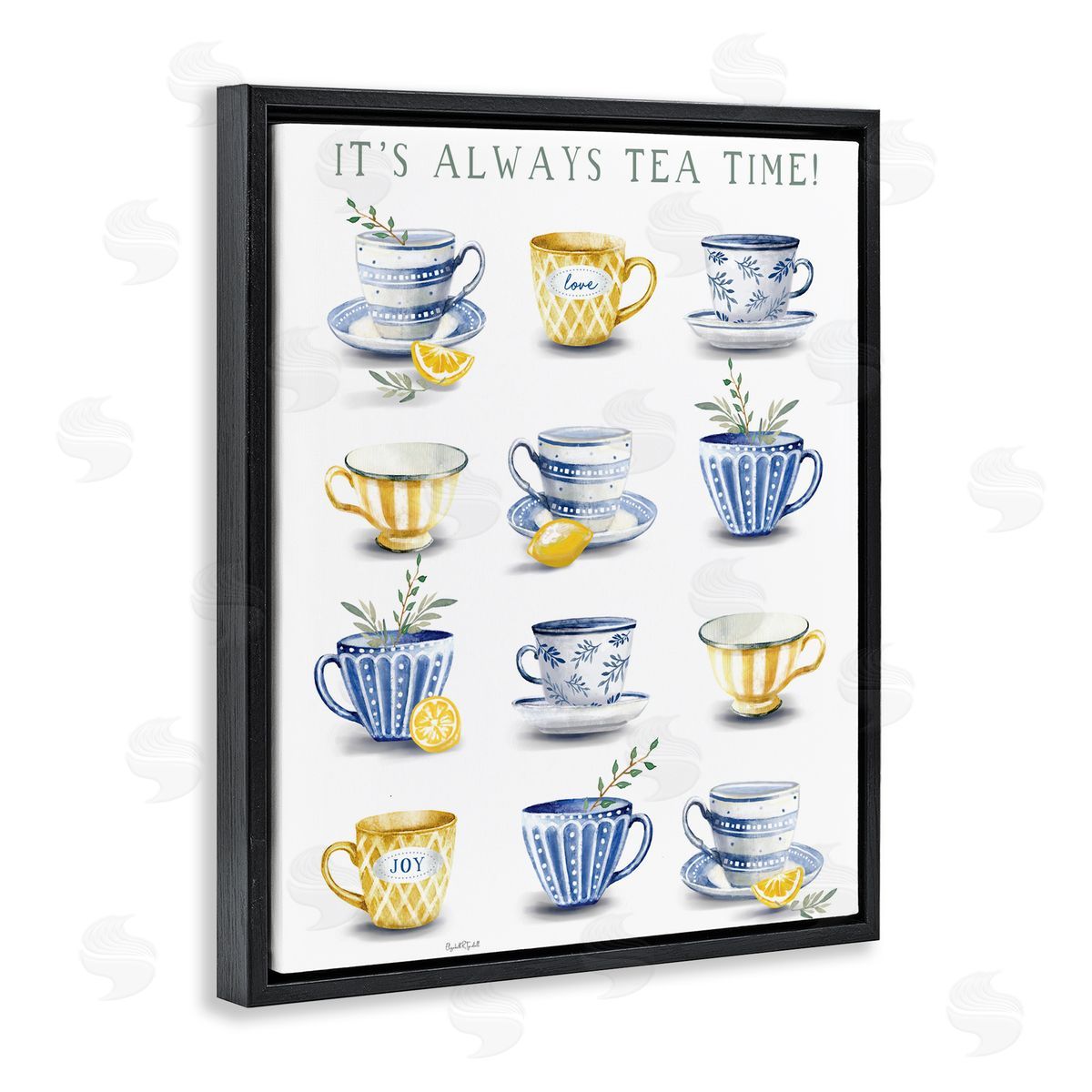 Elizabeth Tyndall It's Always Tea Time Black Floating Frame Canvas Wall Art Print