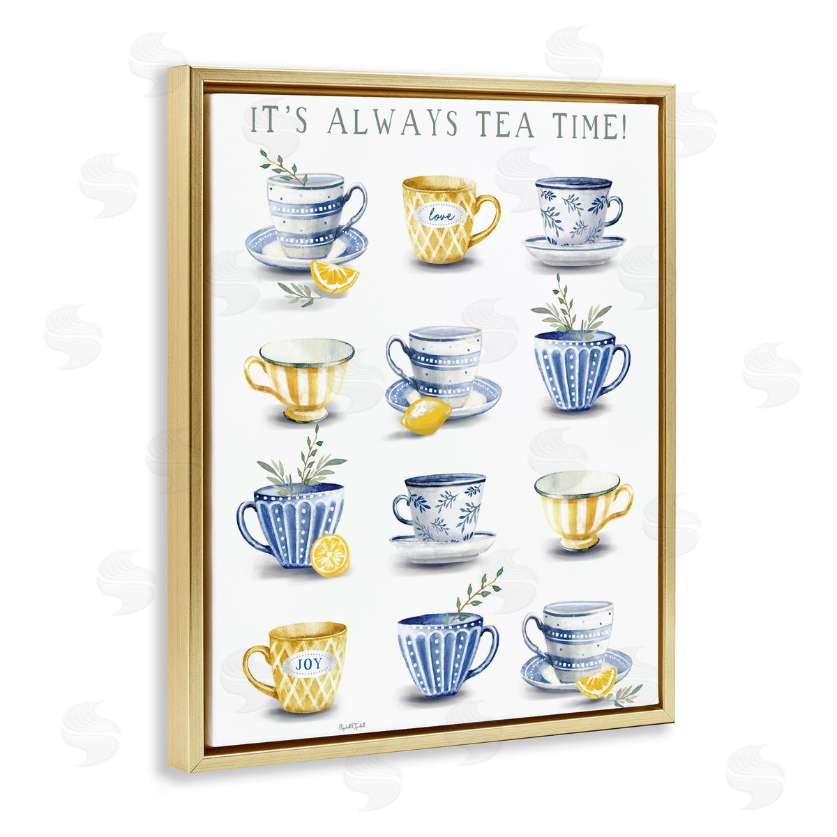 Elizabeth Tyndall It's Always Tea Time Gold Floating Frame Canvas Wall Art Print