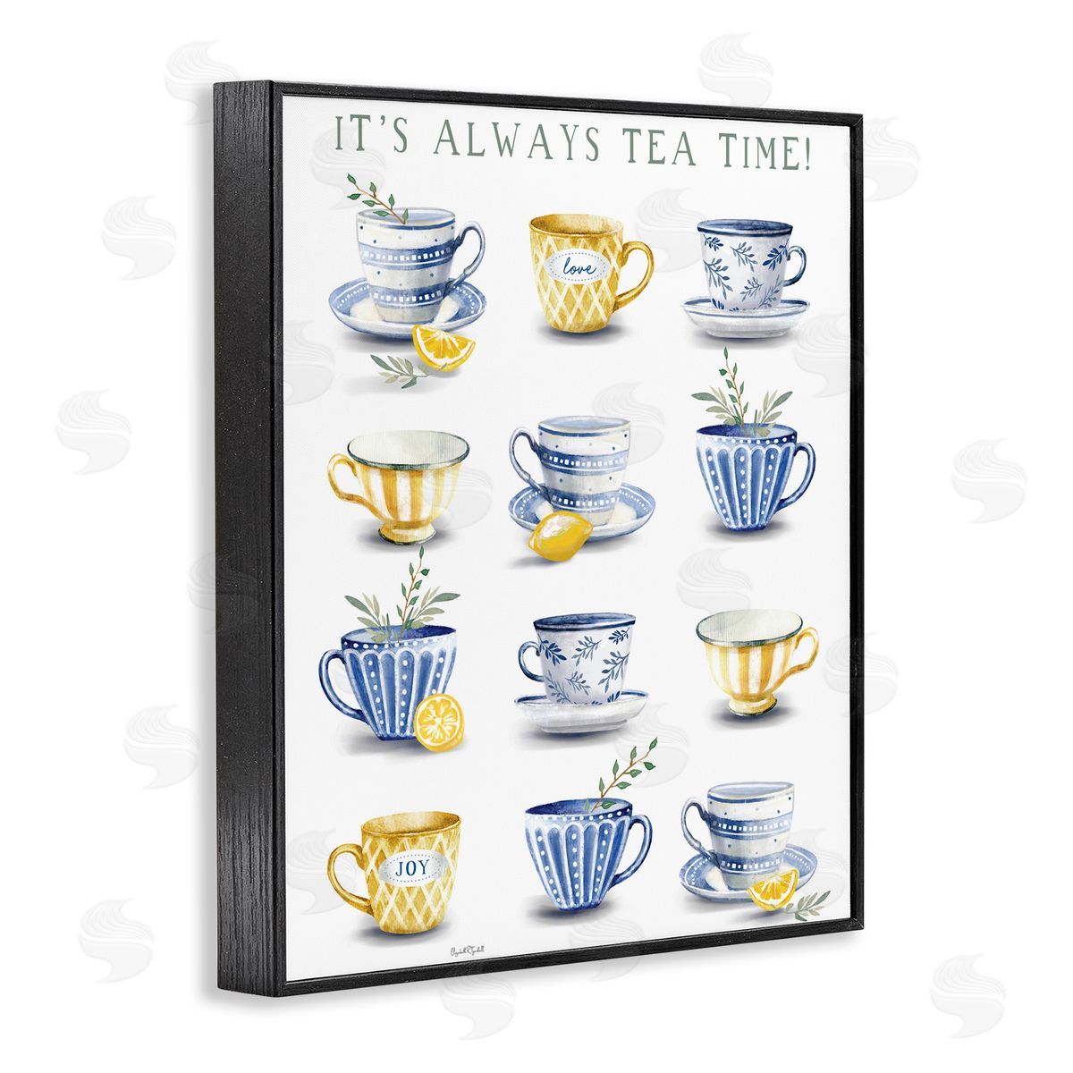 Elizabeth Tyndall It's Always Tea Time Black Framed Giclee Wall Art Print