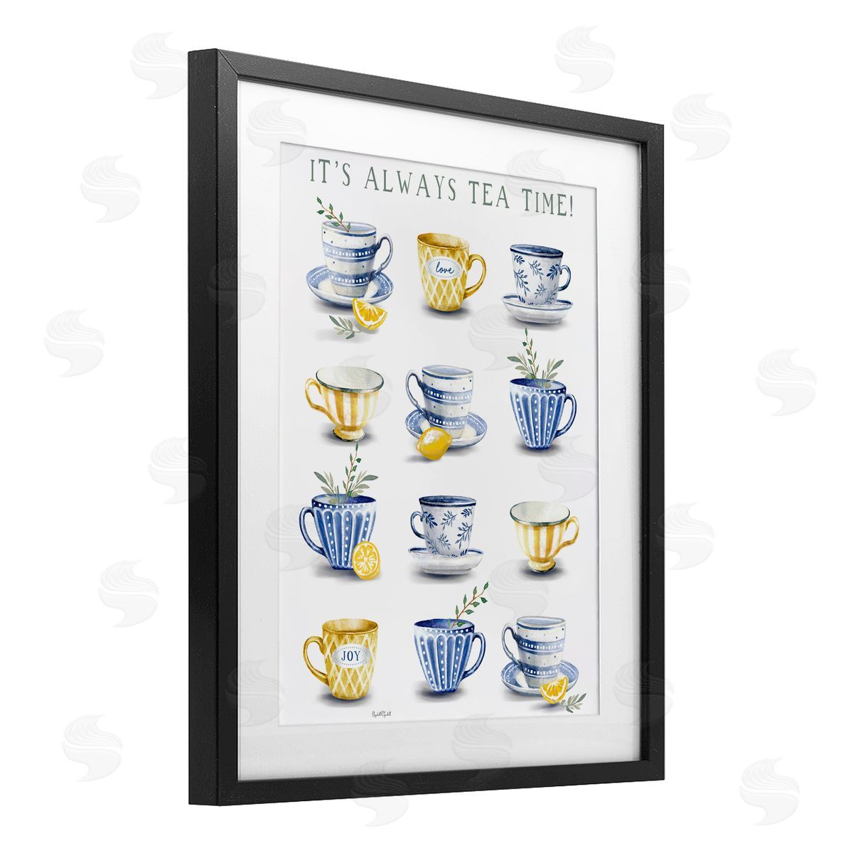 Elizabeth Tyndall It's Always Tea Time Black Framed Print Under Glass with White Mat Wall Art