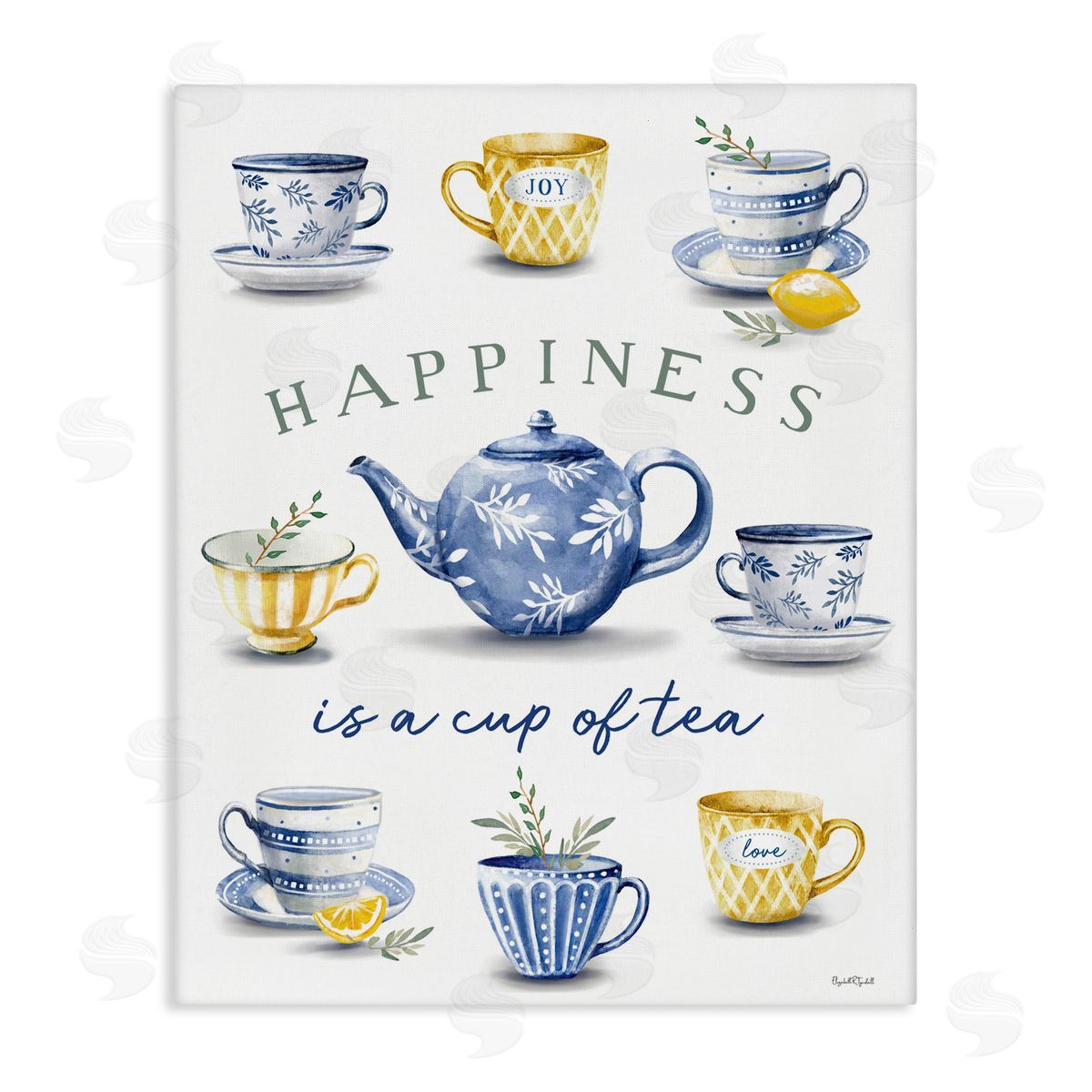 Elizabeth Tyndall Happiness is a Cup of Tea Canvas Wall Art Print