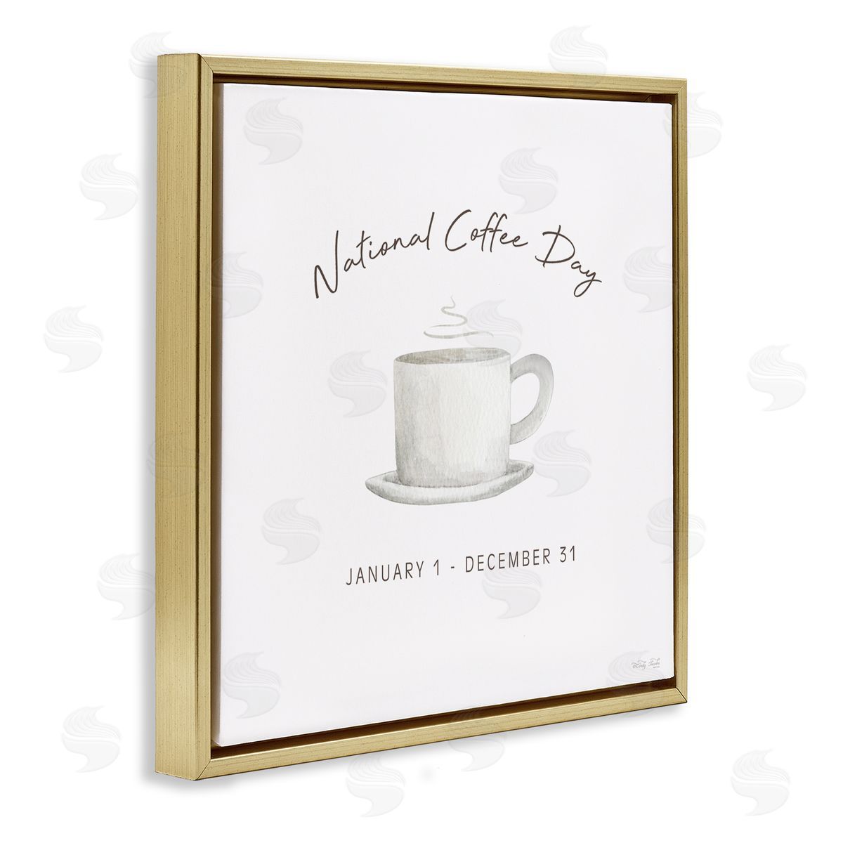 Cindy Jacobs Everyday National Coffee Day Gold Floating Frame Canvas Wall Art Print
