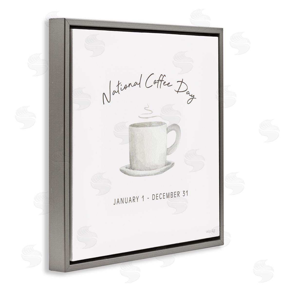 Cindy Jacobs Everyday National Coffee Day Gray Floating Frame Canvas Wall Art Print