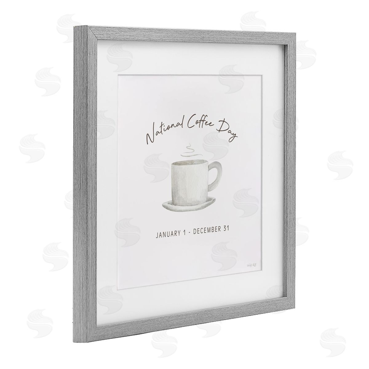 Cindy Jacobs Everyday National Coffee Day Gray Framed Print Under Glass with White Mat Wall Art