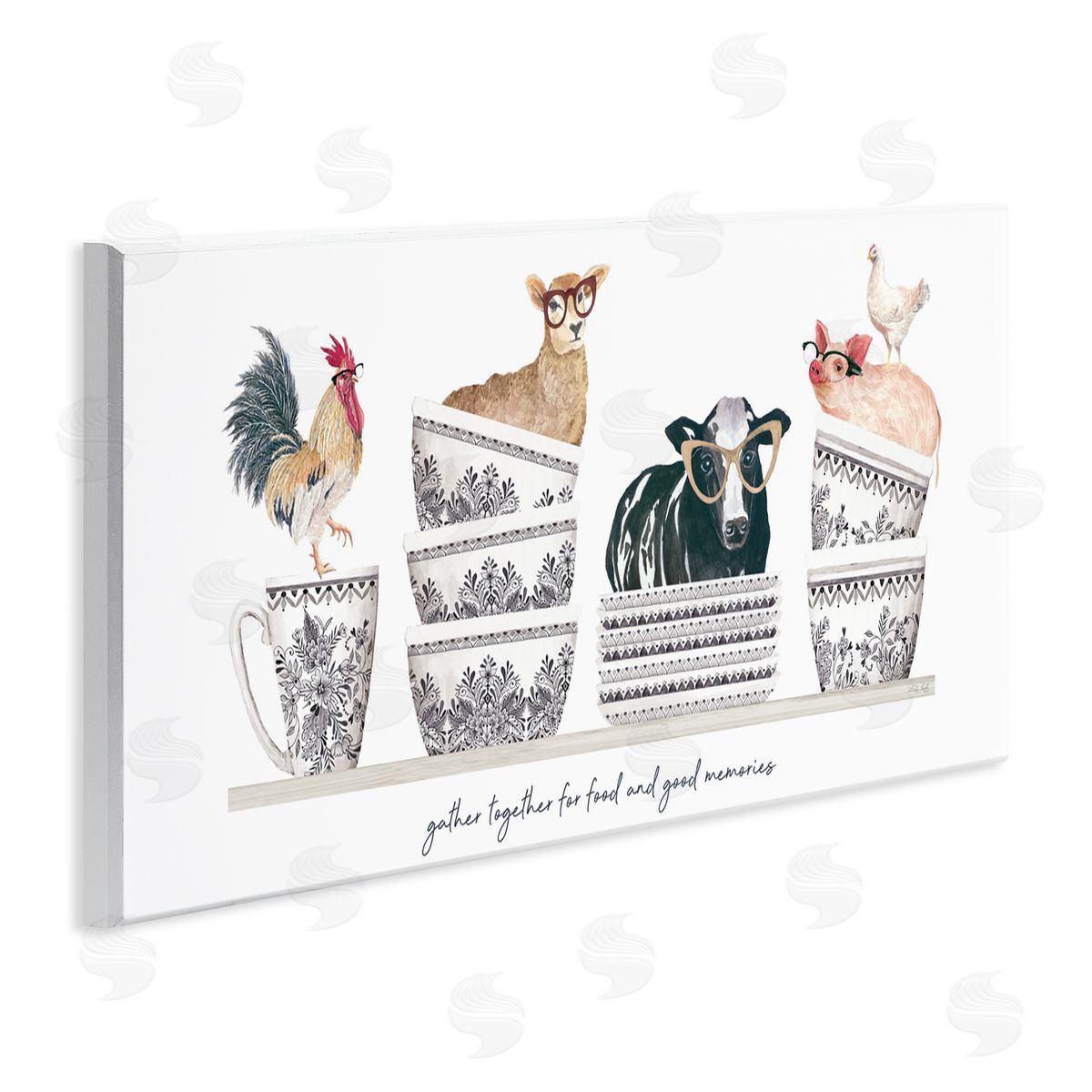 Cindy Jacobs Gather for Food Animal Bowls Wall Plaque Art Print