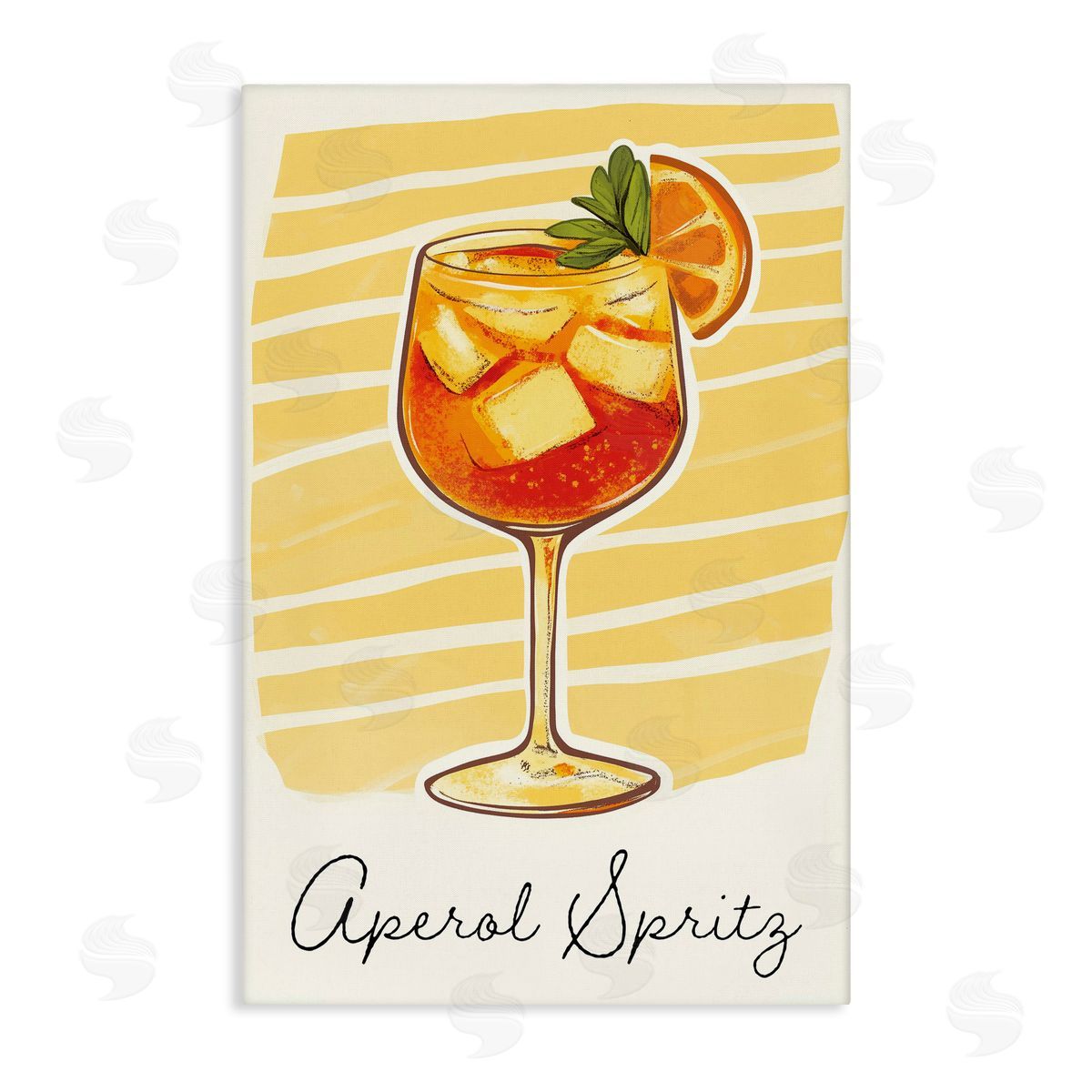 Heidi Kuntz Aperol Spritz and Yellow Stripes Canvas Wall Art Print