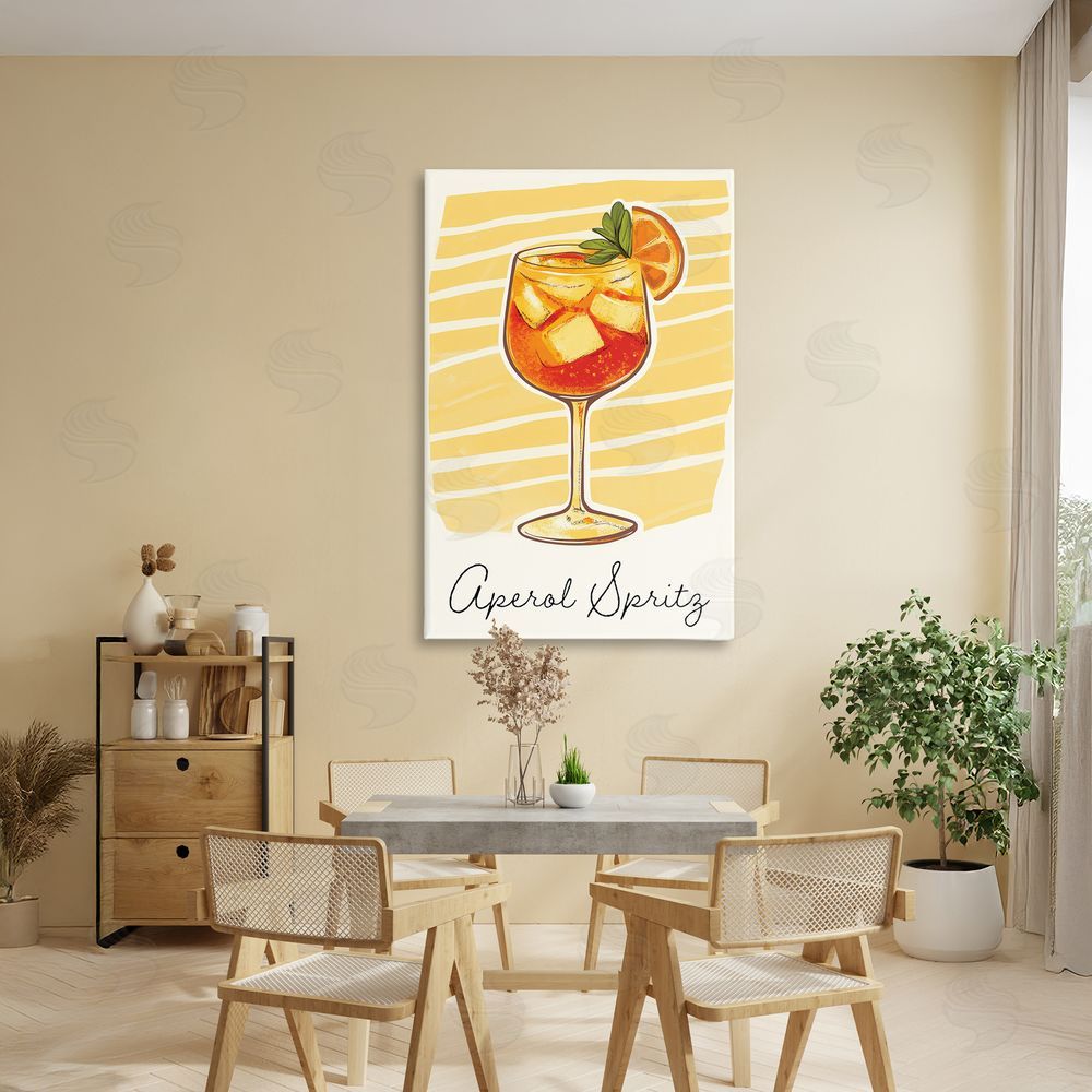 Heidi Kuntz Aperol Spritz and Yellow Stripes Canvas Art on Wall