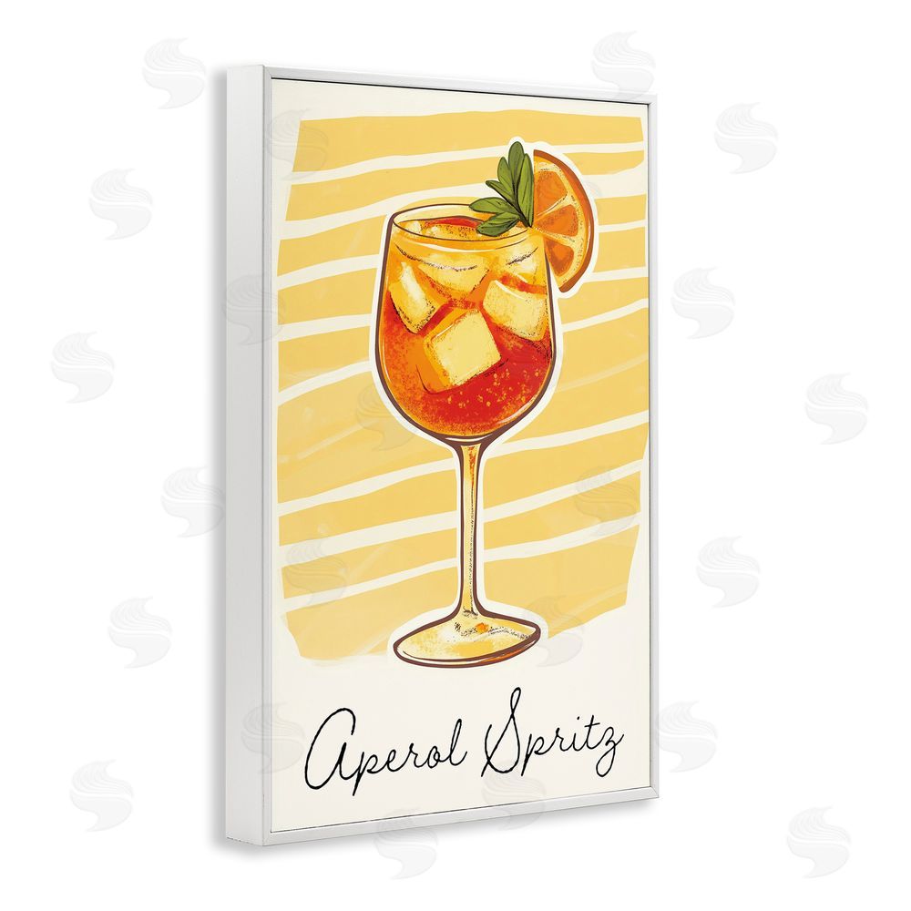 Heidi Kuntz Aperol Spritz and Yellow Stripes White Framed Giclee Wall Art Print