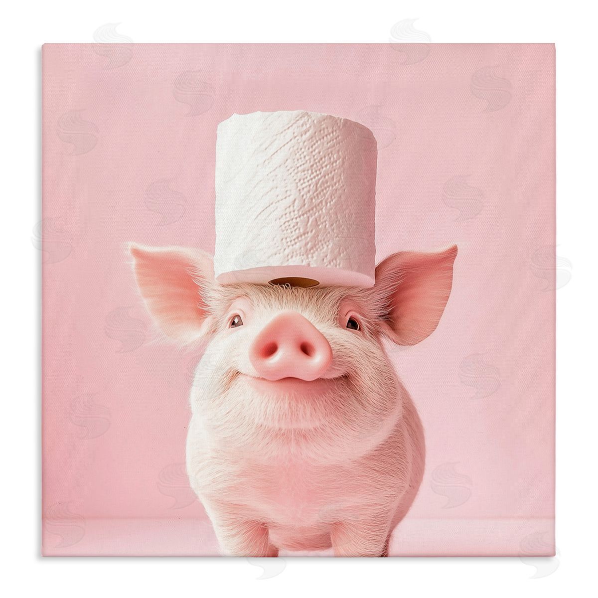 Heidi Kuntz Silly Piggy Pink Toilet Paper Canvas Wall Art Print