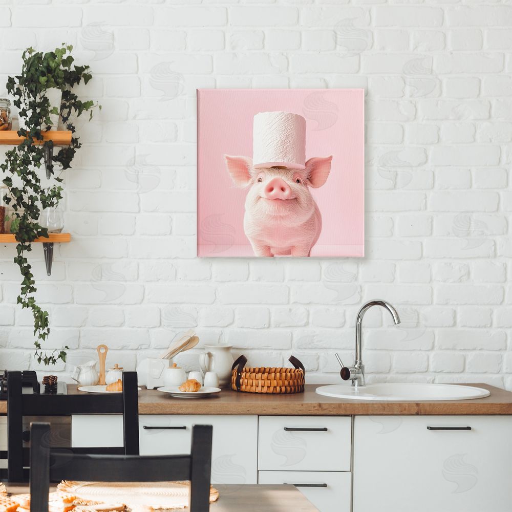 Heidi Kuntz Silly Piggy Pink Toilet Paper Canvas Art on Wall