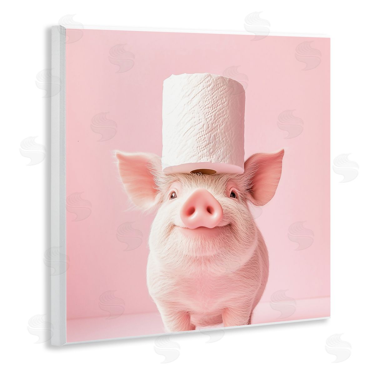Heidi Kuntz Silly Piggy Pink Toilet Paper Wall Plaque Art Print