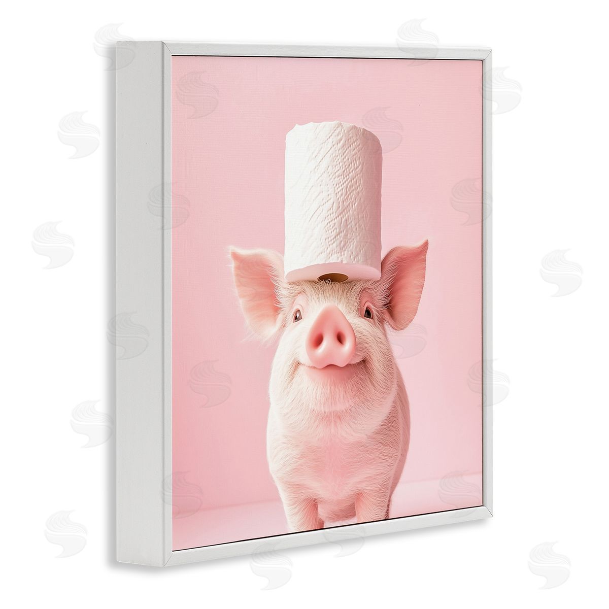 Heidi Kuntz Silly Piggy Pink Toilet Paper White Framed Giclee Wall Art Print