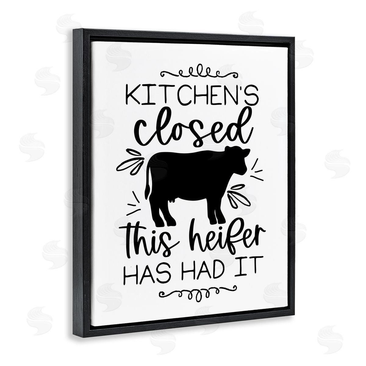 Lux + Me Designs Kitchen's Closed Heifer's Had It Black Floating Frame Canvas Wall Art Print