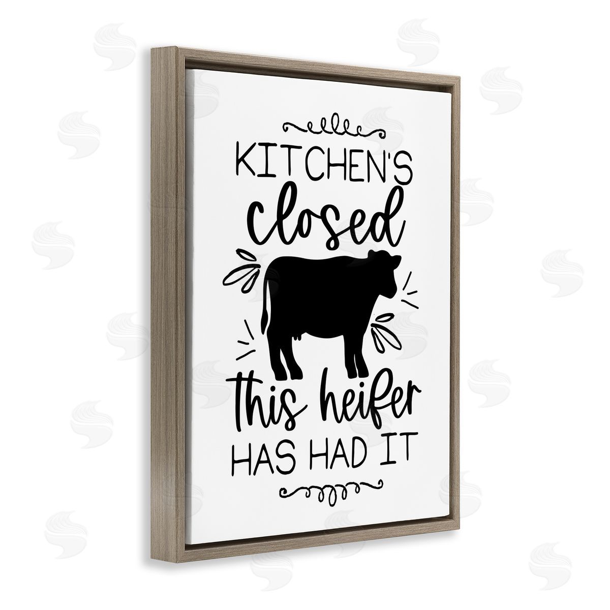 Lux + Me Designs Kitchen's Closed Heifer's Had It Brown Floating Frame Canvas Wall Art Print