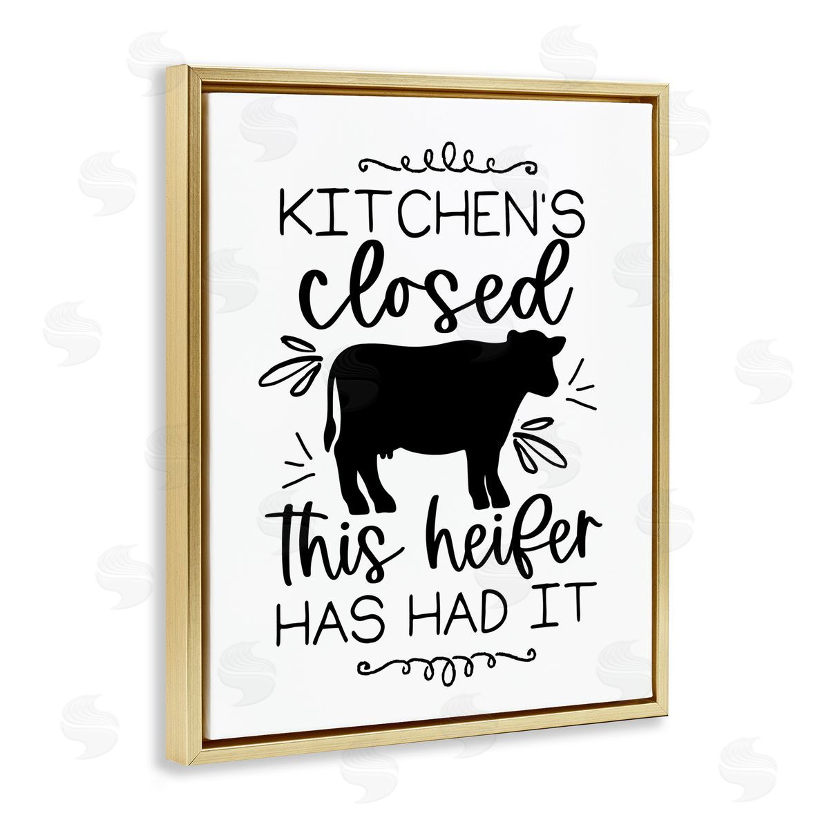 Lux + Me Designs Kitchen's Closed Heifer's Had It Gold Floating Frame Canvas Wall Art Print