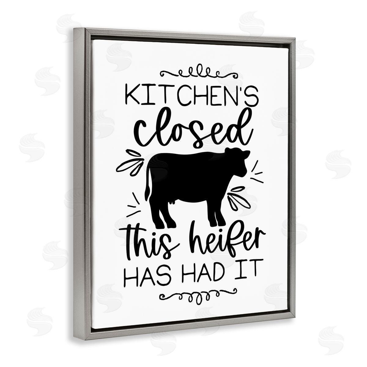 Lux + Me Designs Kitchen's Closed Heifer's Had It Gray Floating Frame Canvas Wall Art Print