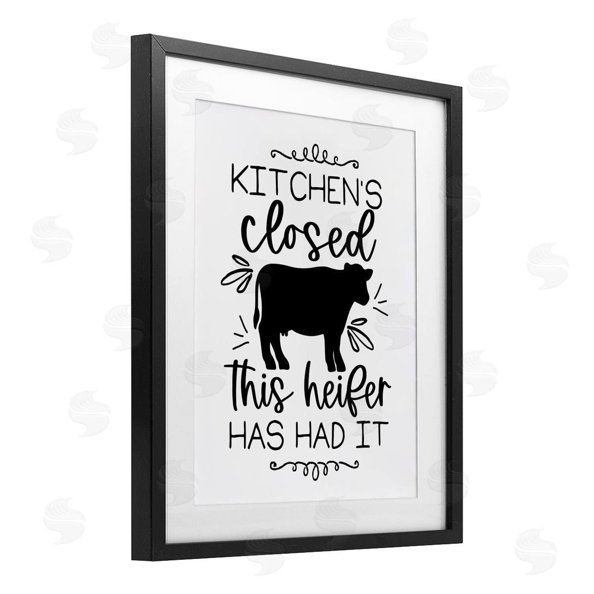 Lux + Me Designs Kitchen's Closed Heifer's Had It Black Framed Print Under Glass with White Mat Wall Art