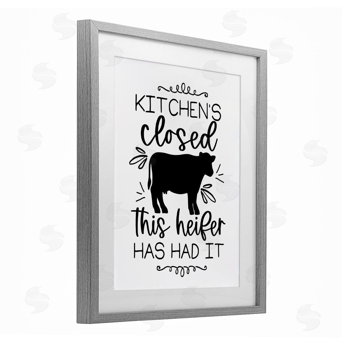 Lux + Me Designs Kitchen's Closed Heifer's Had It Gray Framed Print Under Glass with White Mat Wall Art
