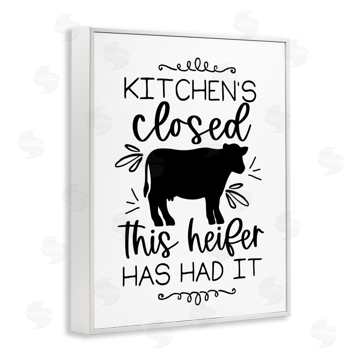 Lux + Me Designs Kitchen's Closed Heifer's Had It White Framed Giclee Wall Art Print