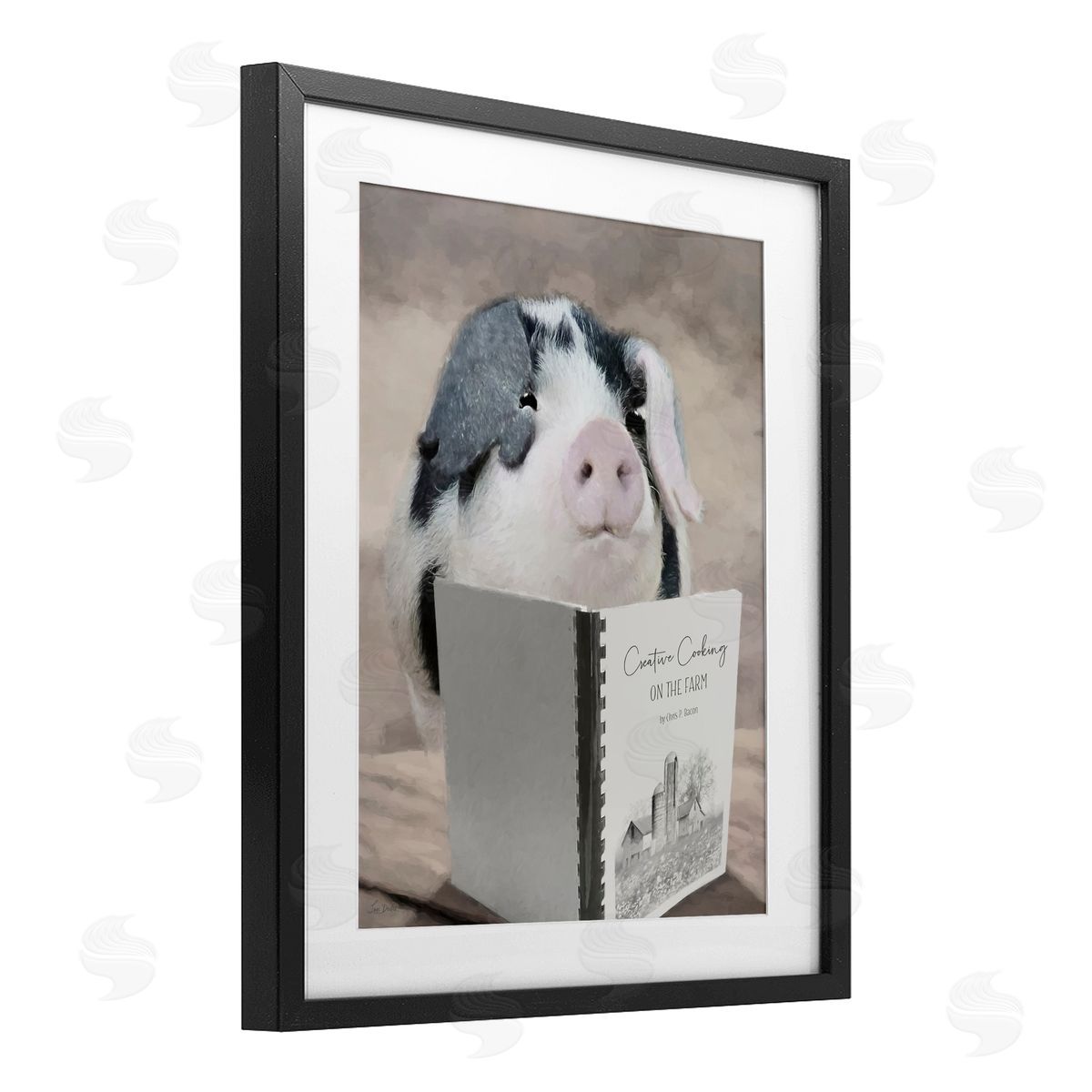 Lori Deiter Creative Cooking Pig Black Framed Print Under Glass with White Mat Wall Art