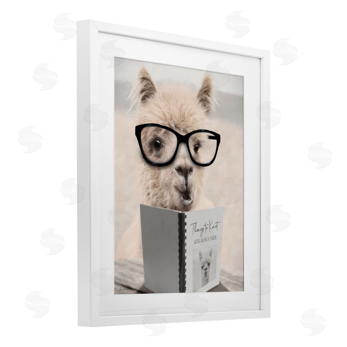 Lori Deiter Things to Knit Alpaca White Framed Print Under Glass with Mat Wall Art
