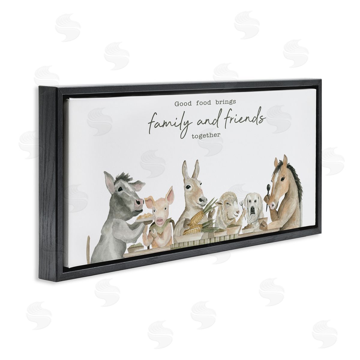 Cindy Jacobs Good Food Brings Family Black Floating Frame Canvas Wall Art Print
