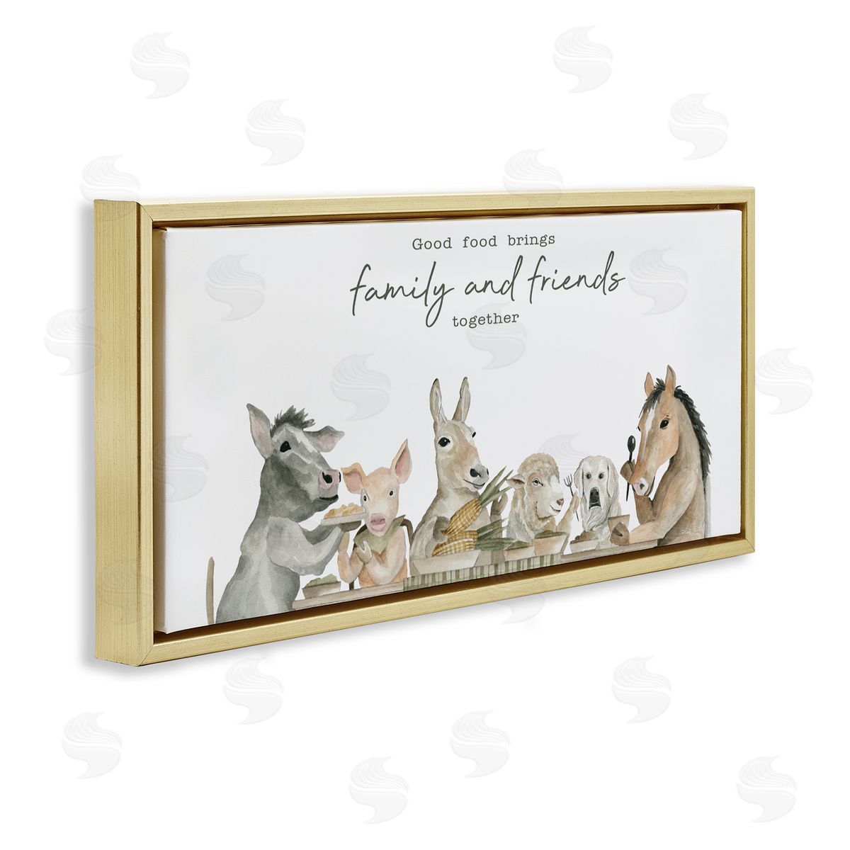 Cindy Jacobs Good Food Brings Family Gold Floating Frame Canvas Wall Art Print